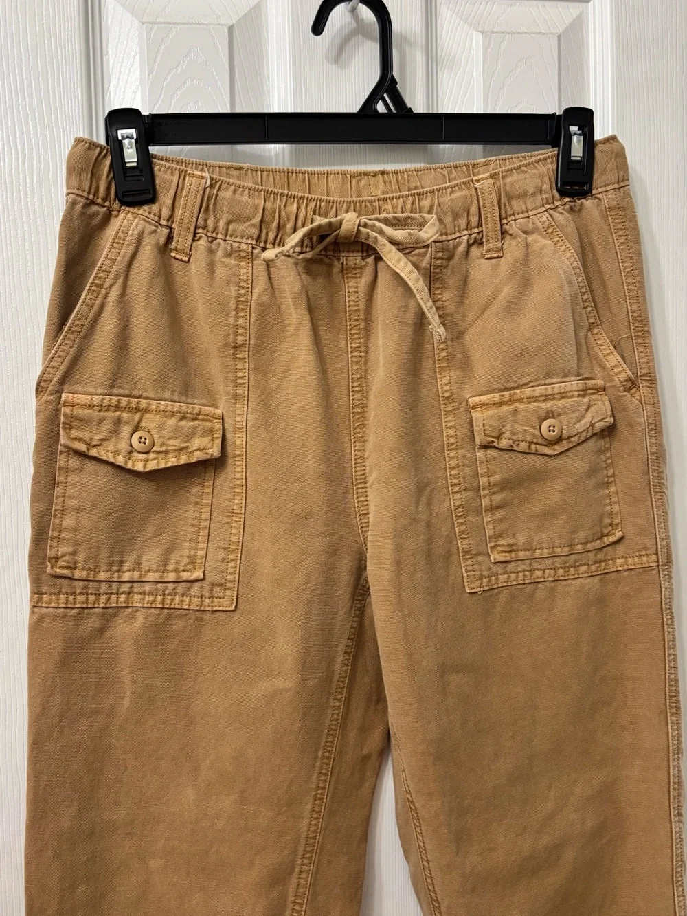 American Eagle Aerie Cargo Jogger Pants Size Small Tan Drawstring Utility Casual